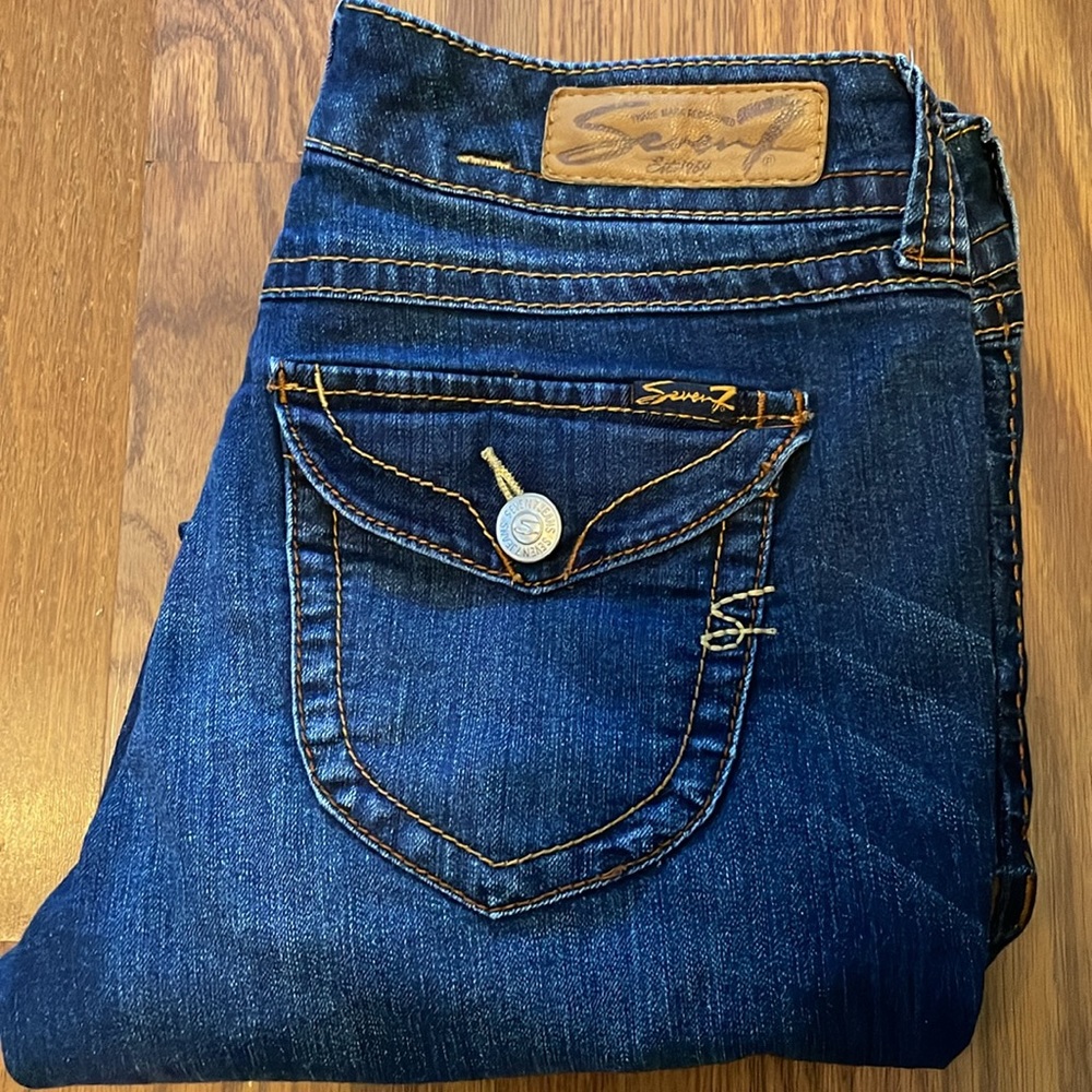 Seven7 Dark Blue Ankle & Cropped Jeans